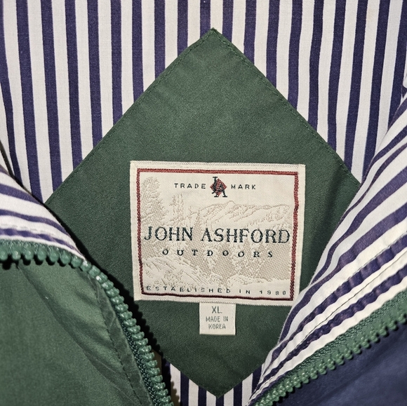 John Ashford Forest Green Jacket with Navy Accents 90's - Picture 2 of 9